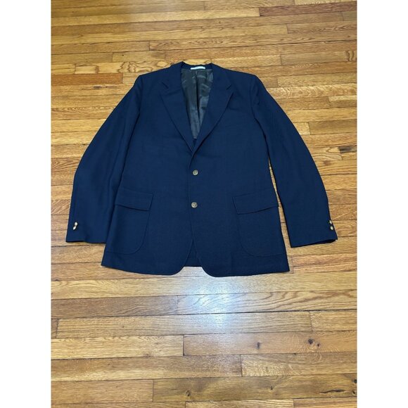 Vintage Orvis Mens Blazer Jacket Size 44L Navy Blue Wool 3 Roll 2 Gold Button - Picture 1 of 11